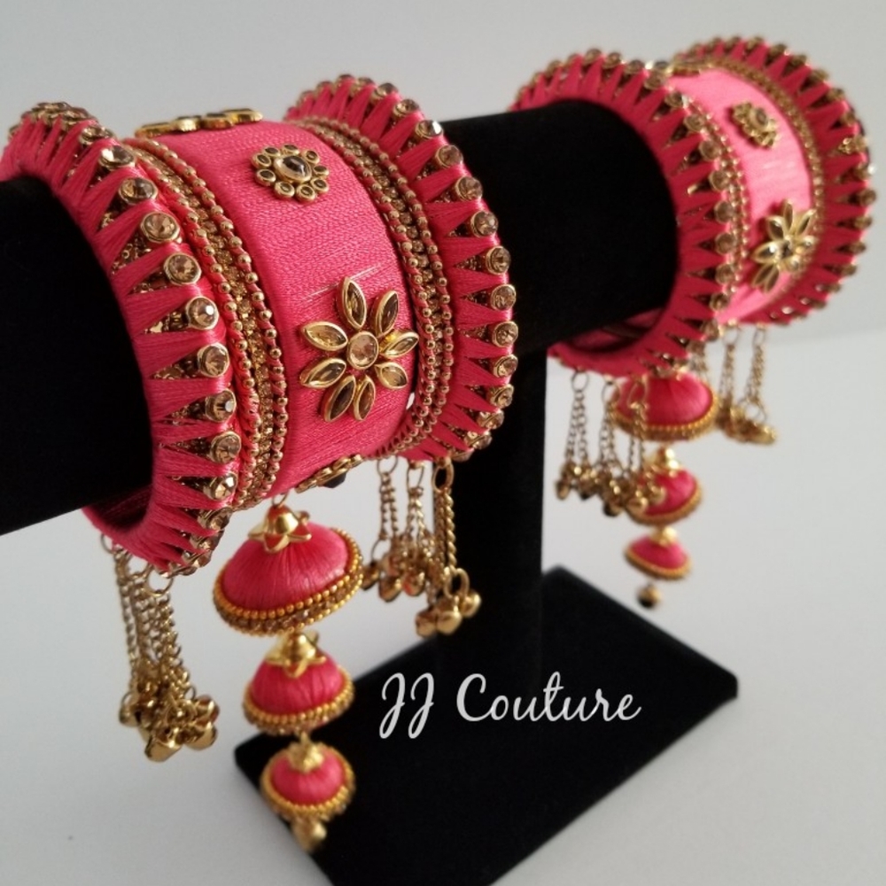 Salmon silk thread bangles Size 2.4